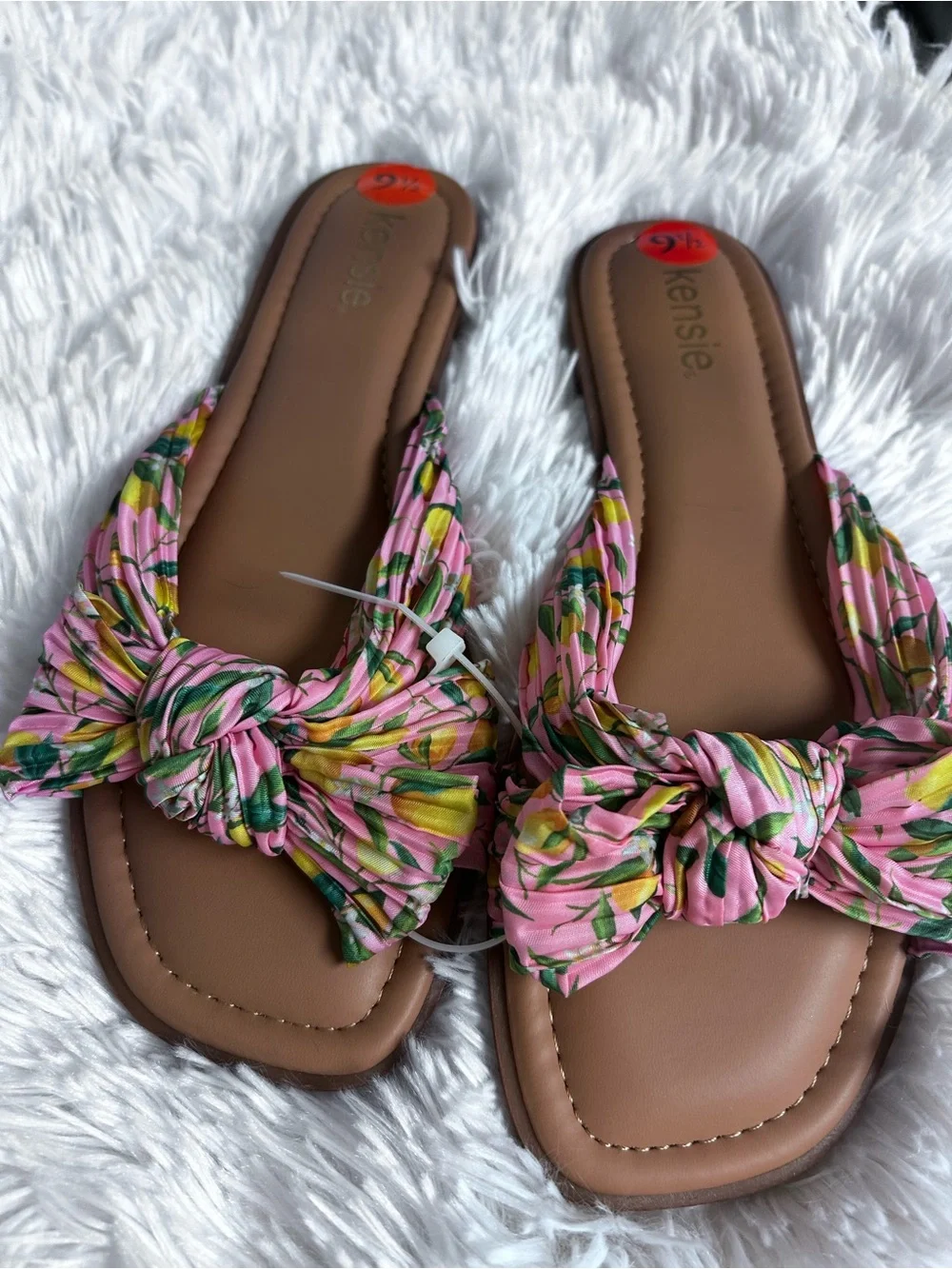 Kenzie Women’s Pink Floral Knot Slide Sandals new Sz 9 1/2